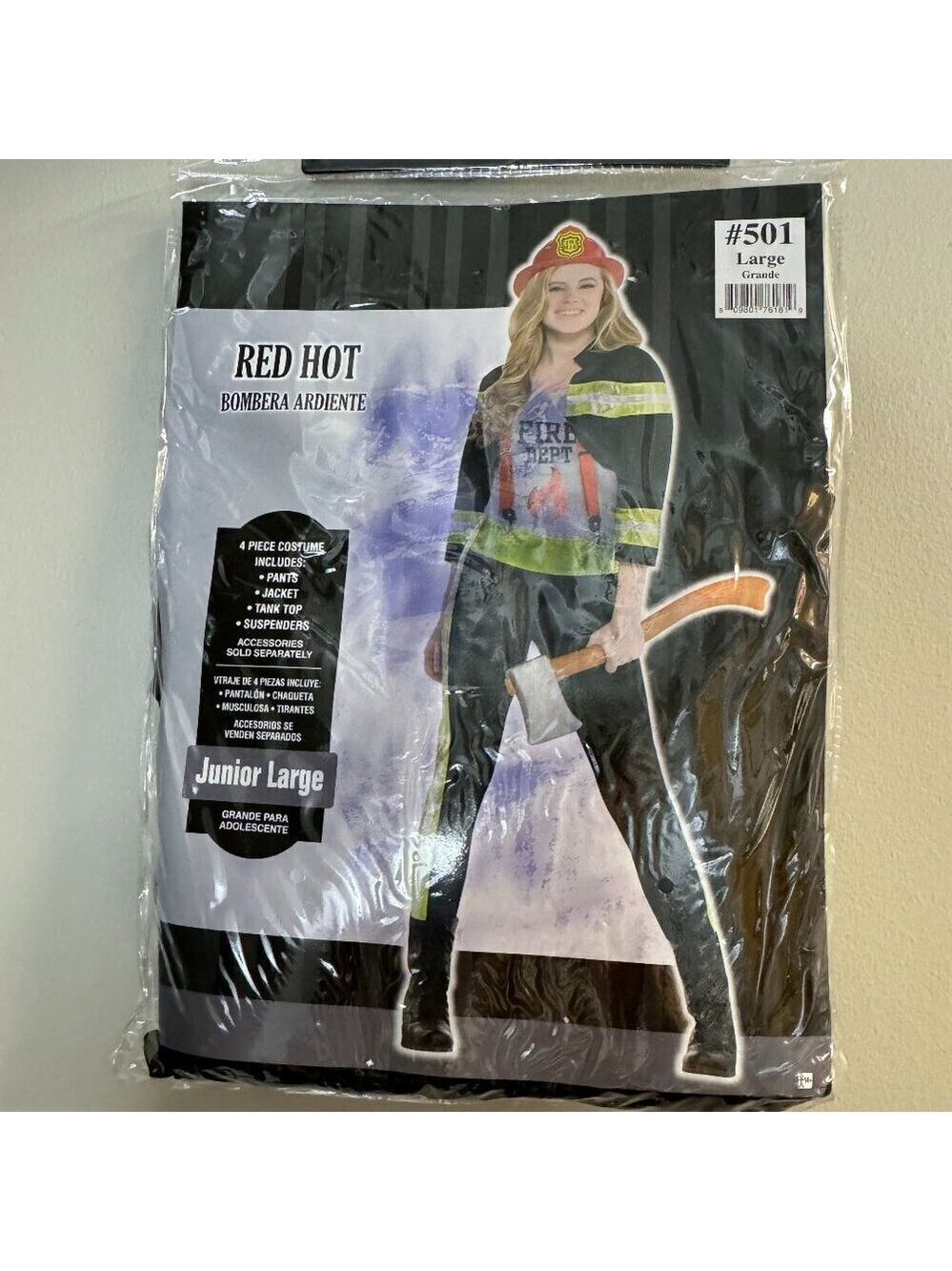 NWT Teen Girls Red Hot Firefighter Costume. 4 piece Set. Juniors Large (11-13)